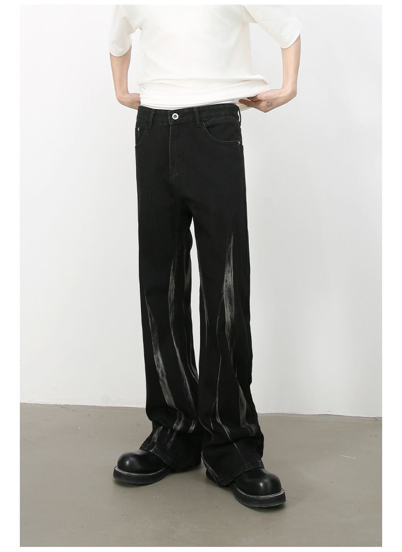 Tie Dye Hip Hop Wide Leg Jeans Streetwear Y2K Men's Baggy Flared Denim Pants
