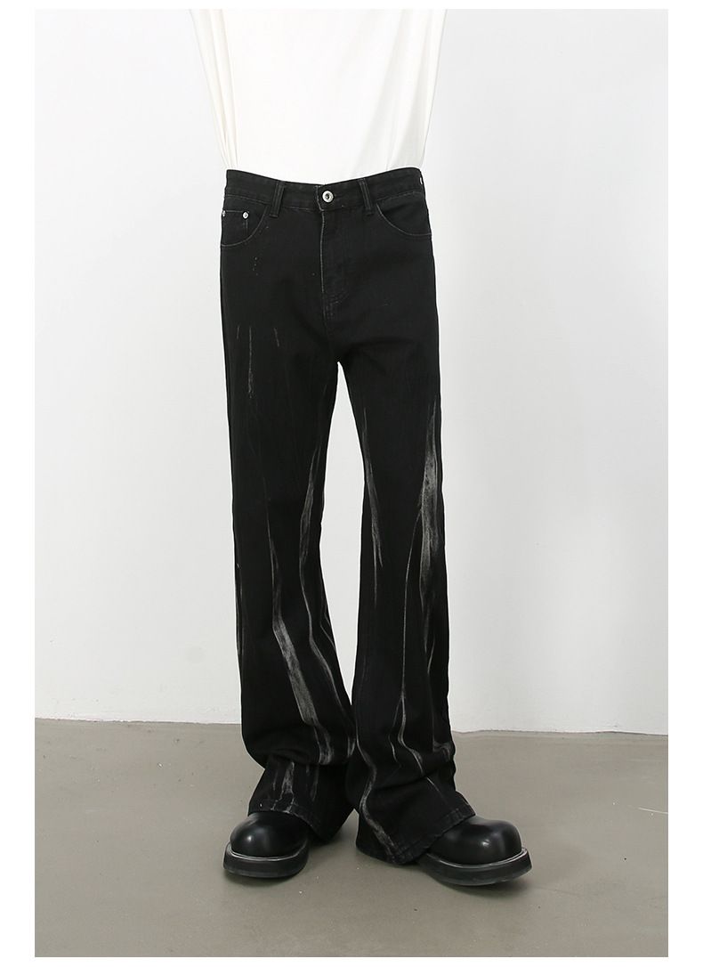 Tie Dye Hip Hop Wide Leg Jeans Streetwear Y2K Men's Baggy Flared Denim Pants