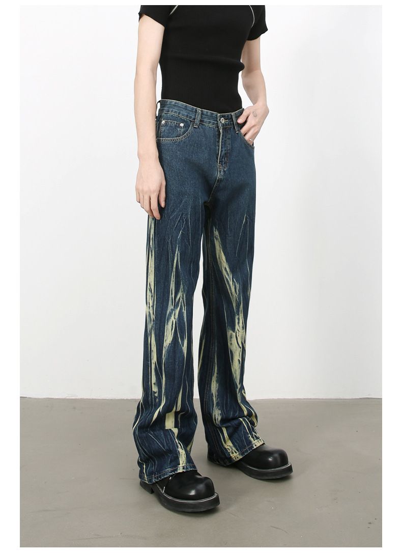 Tie Dye Hip Hop Wide Leg Jeans Streetwear Y2K Men's Baggy Flared Denim Pants