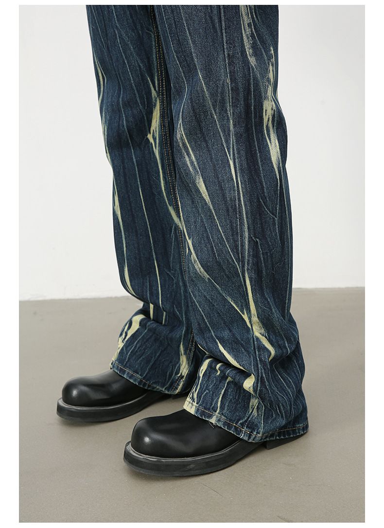 Tie Dye Hip Hop Wide Leg Jeans Streetwear Y2K Men's Baggy Flared Denim Pants