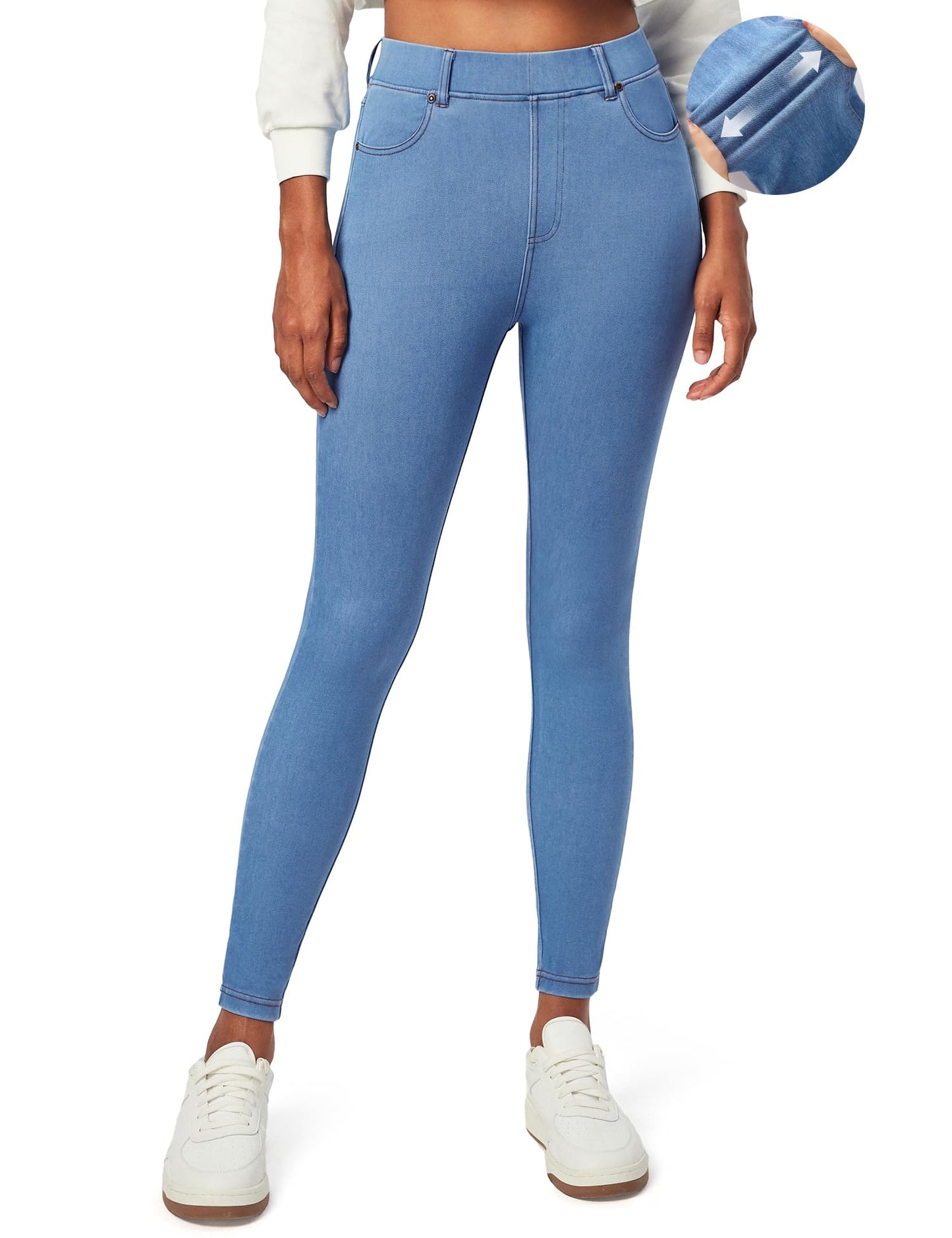 Tummy Control Stretchy Jeans Women High Waisted Pull on Denim Leggings Sweatpants