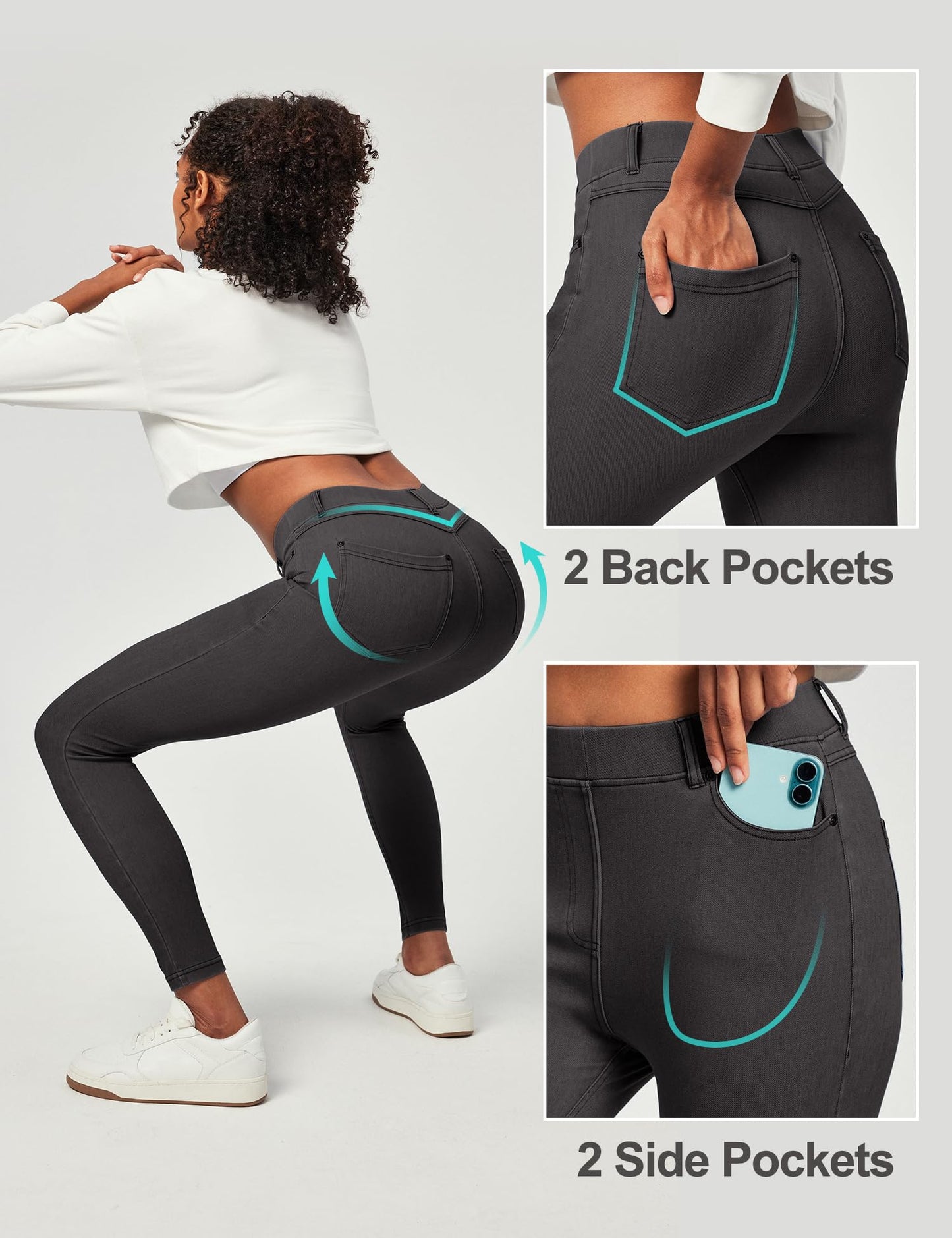 Tummy Control Stretchy Jeans Women High Waisted Pull on Denim Leggings Sweatpants