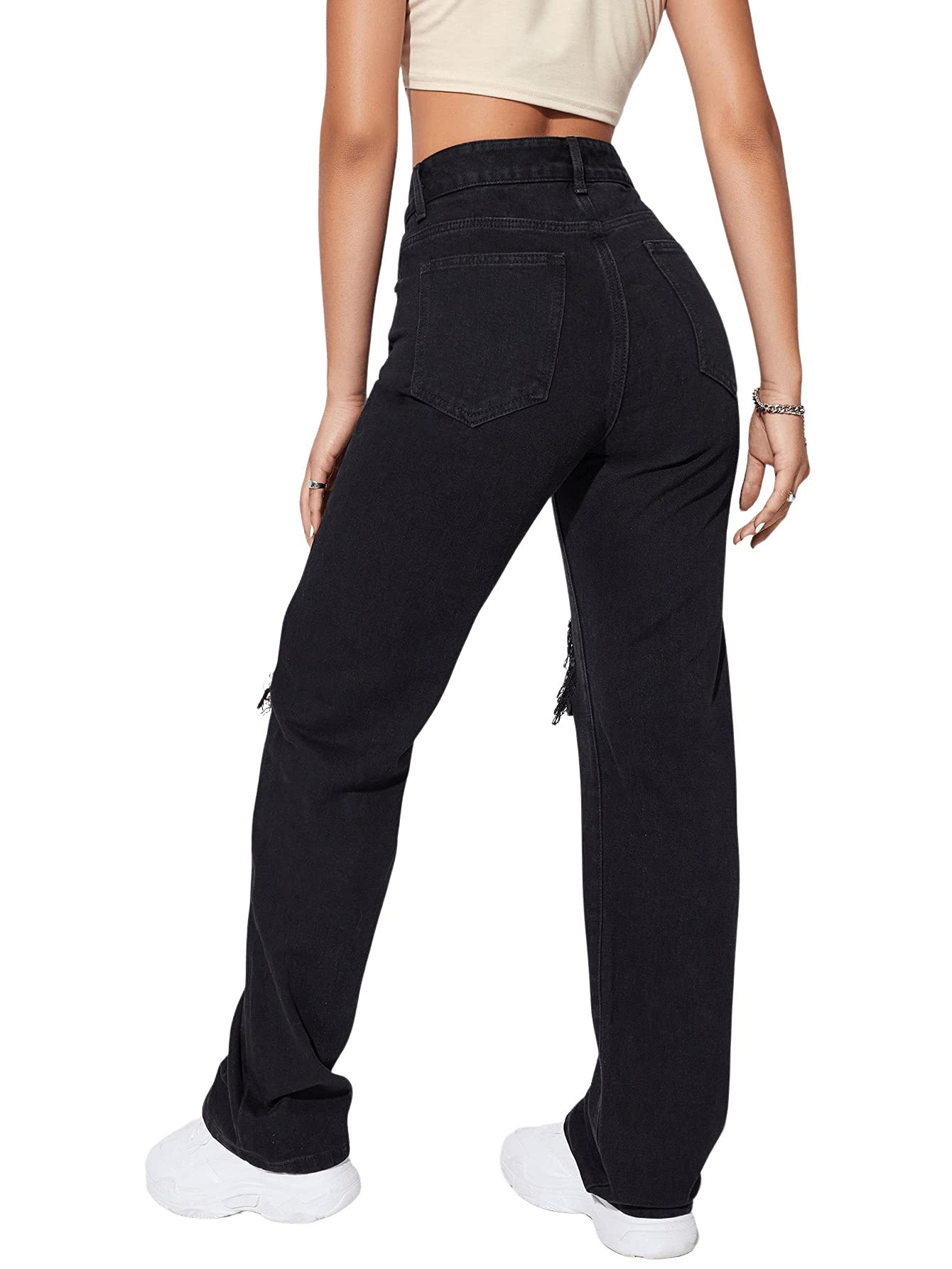 Women's Baggy Jeans Loose Ripped Denim Pants Distressed Wide Leg Jeans