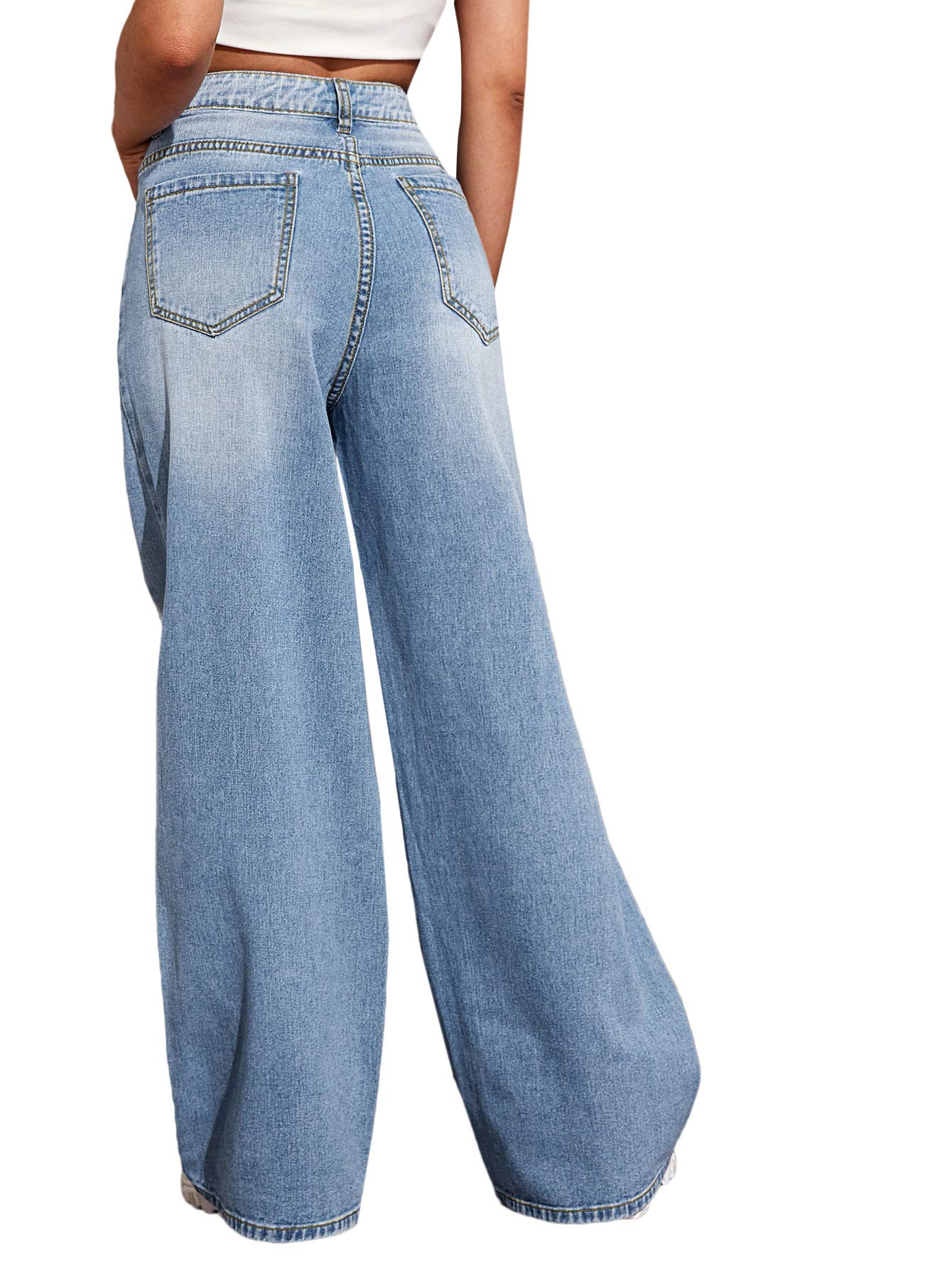 Women's Baggy Jeans Loose Ripped Denim Pants Distressed Wide Leg Jeans