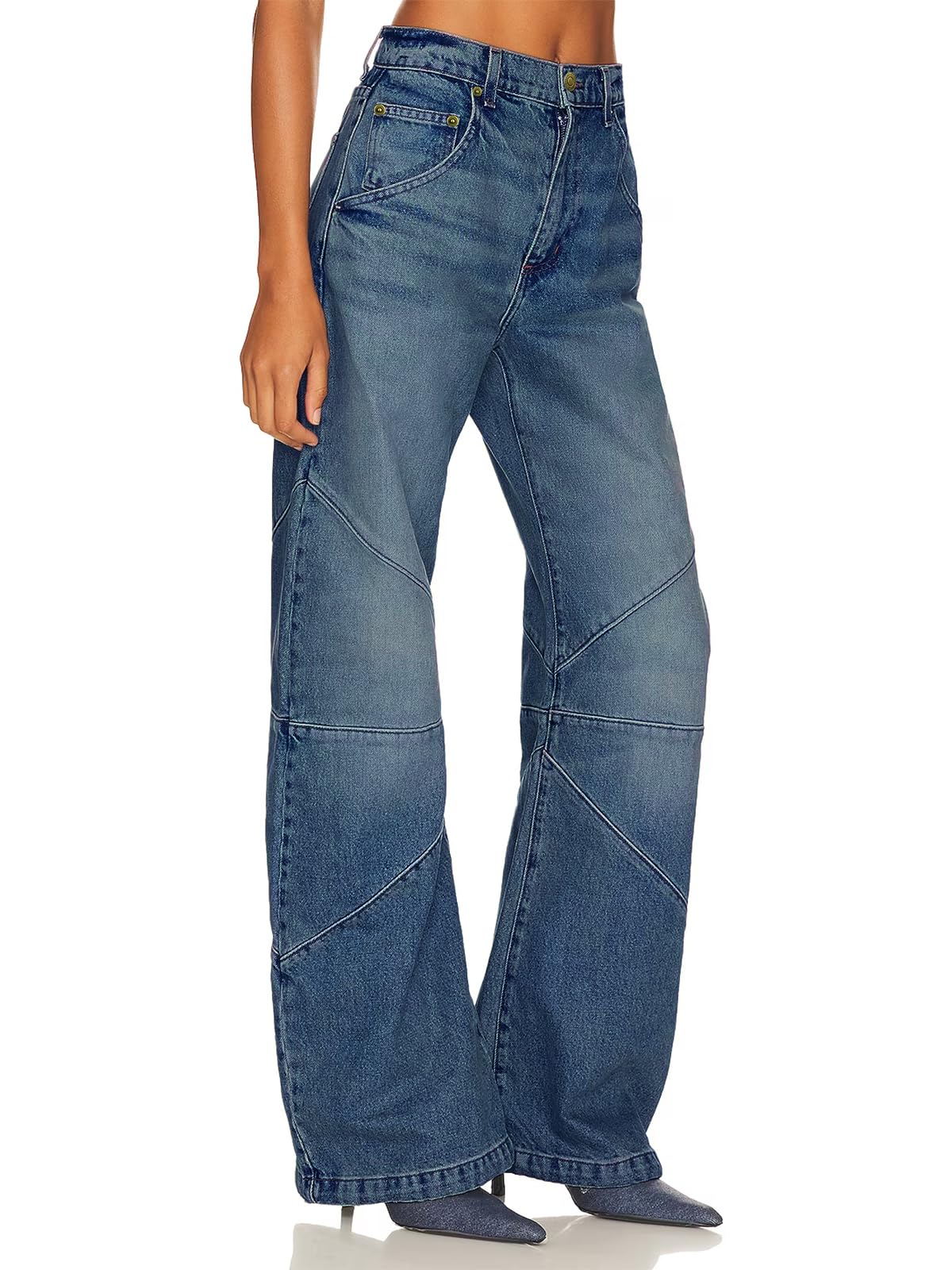 Women's High Waisted Baggy Barrel Jeans Boyfriend Wid Leg Denim Pants