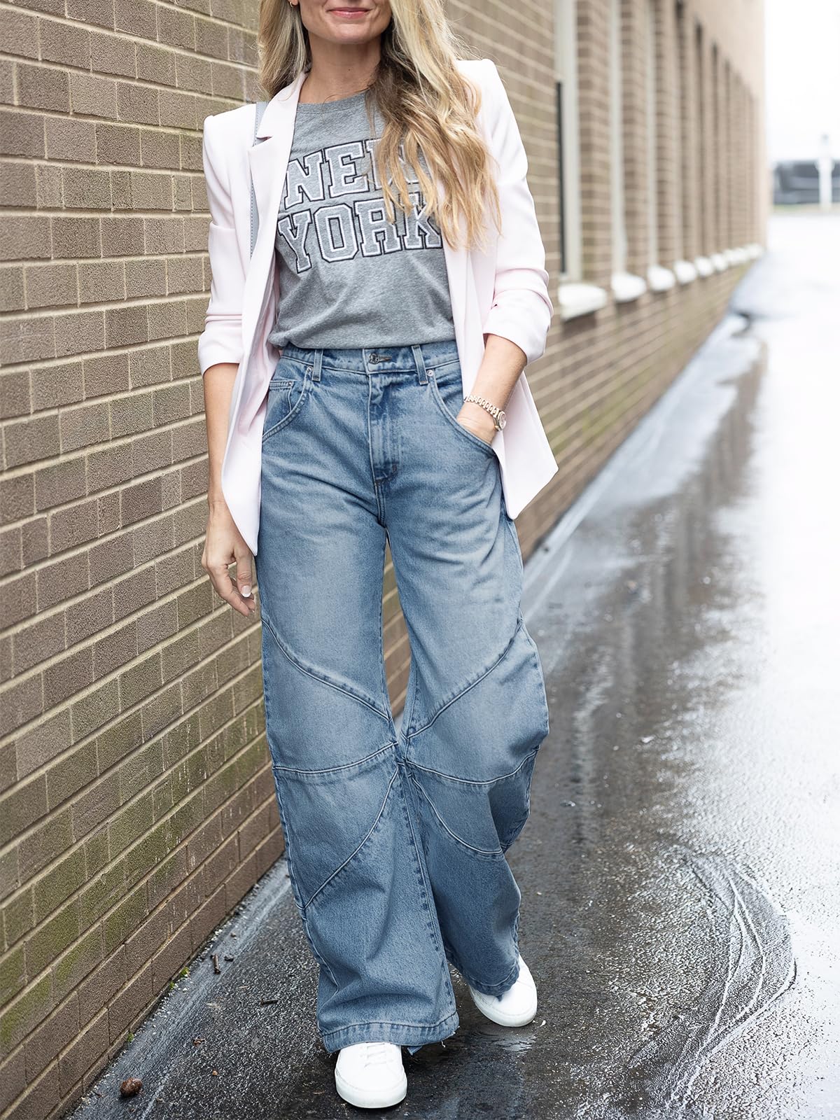 Women's High Waisted Baggy Barrel Jeans Boyfriend Wid Leg Denim Pants