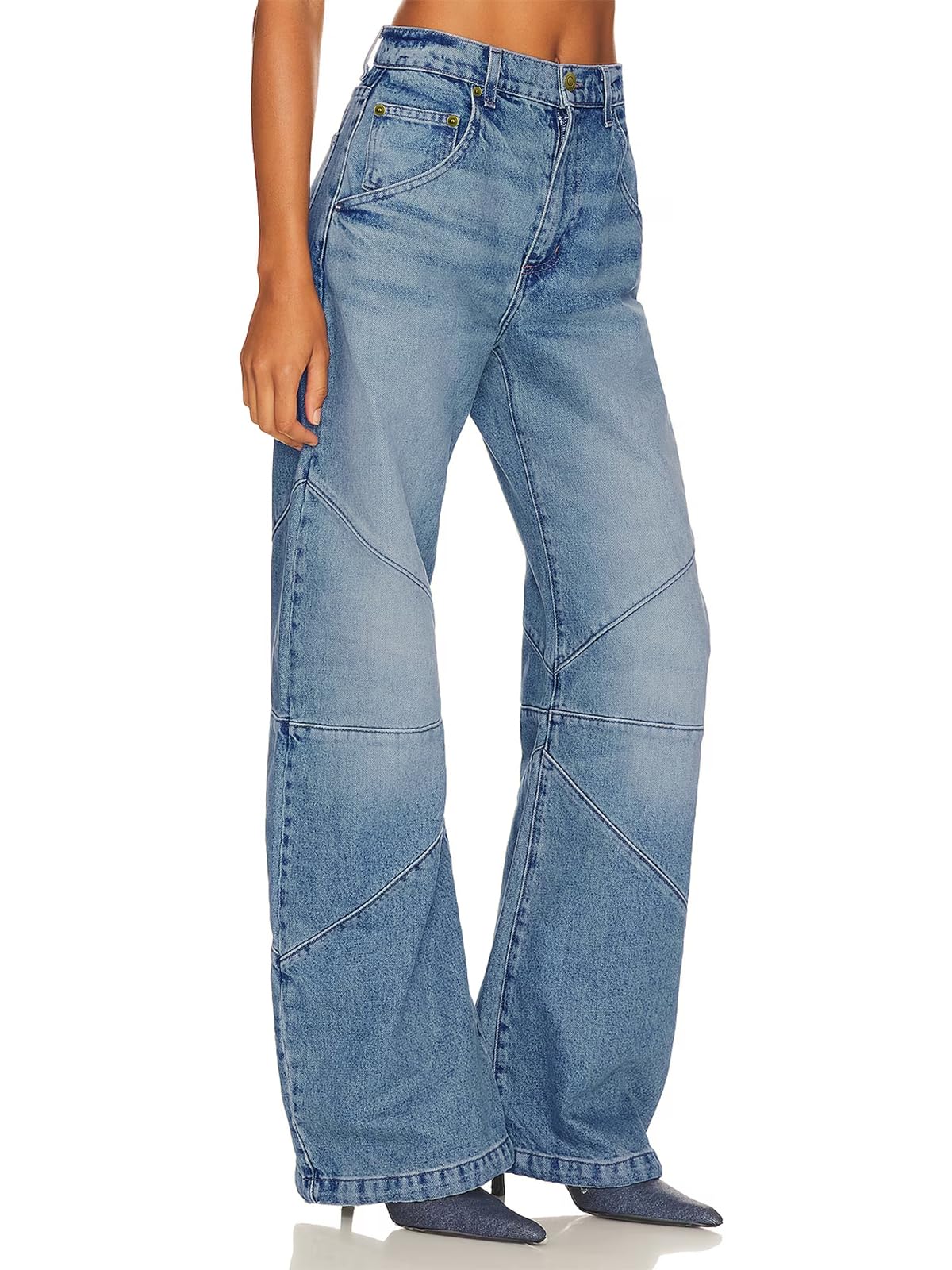 Women's High Waisted Baggy Barrel Jeans Boyfriend Wid Leg Denim Pants