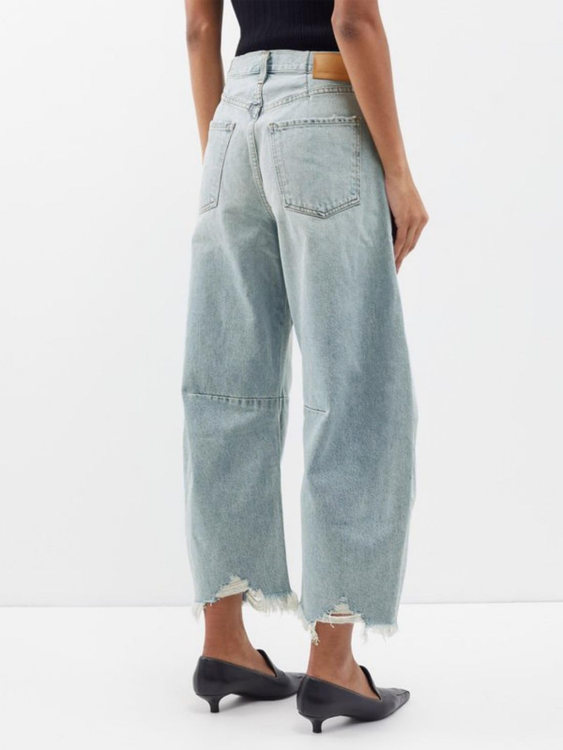 Women's High Waisted Barrel Baggy Jeans Stretch Denim Pants Trousers