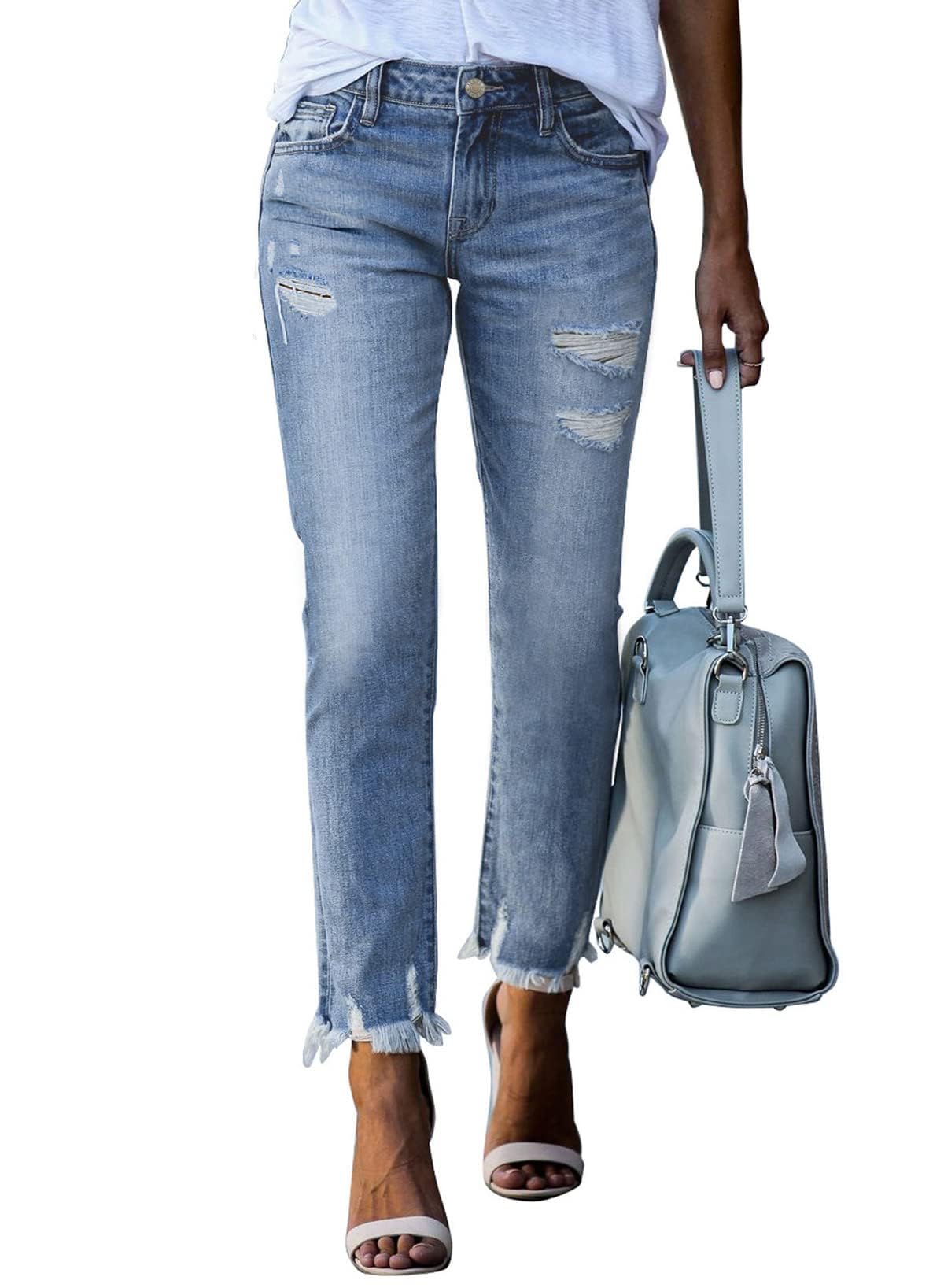Women's Jeans High Waisted Stretchy Ripped Distressed Jean Pants