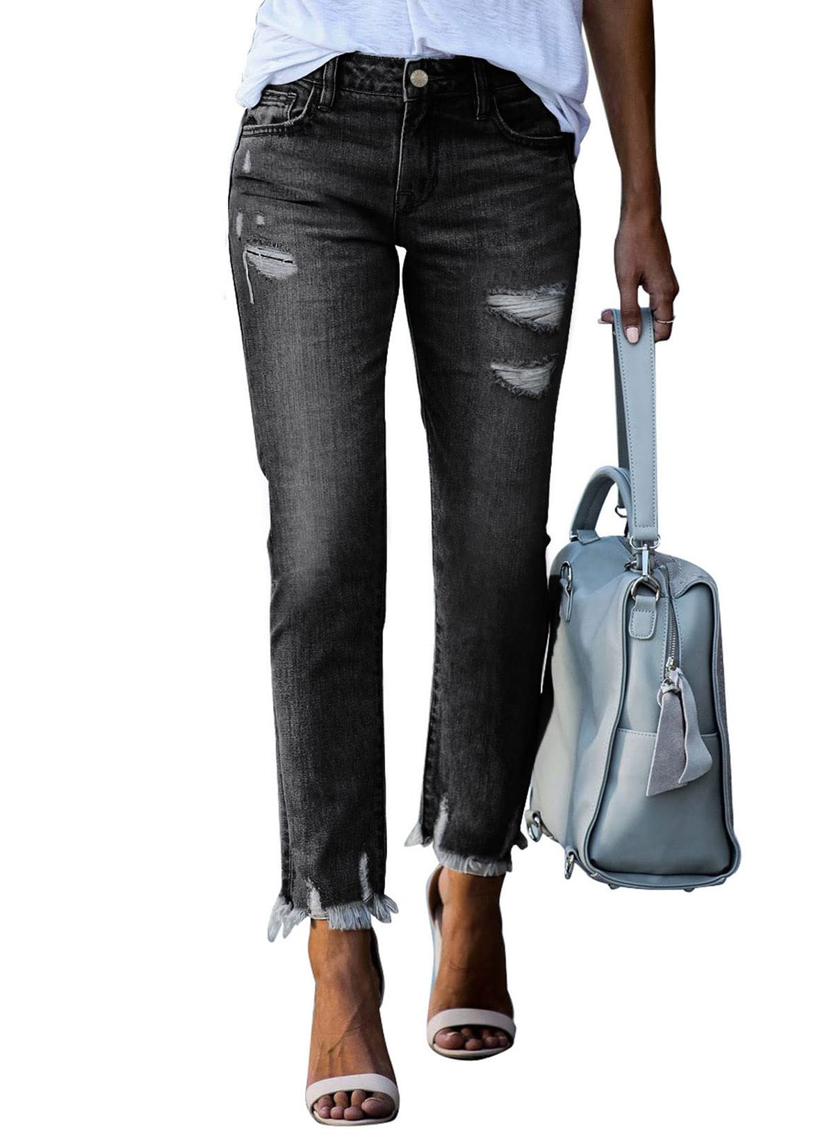 Women's Jeans High Waisted Stretchy Ripped Distressed Jean Pants