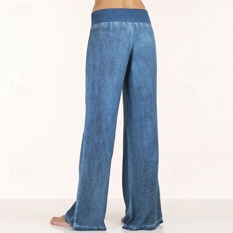 Women Wide Leg Jeans High Waisted Pants Trousers Loose Denim Sweatpants