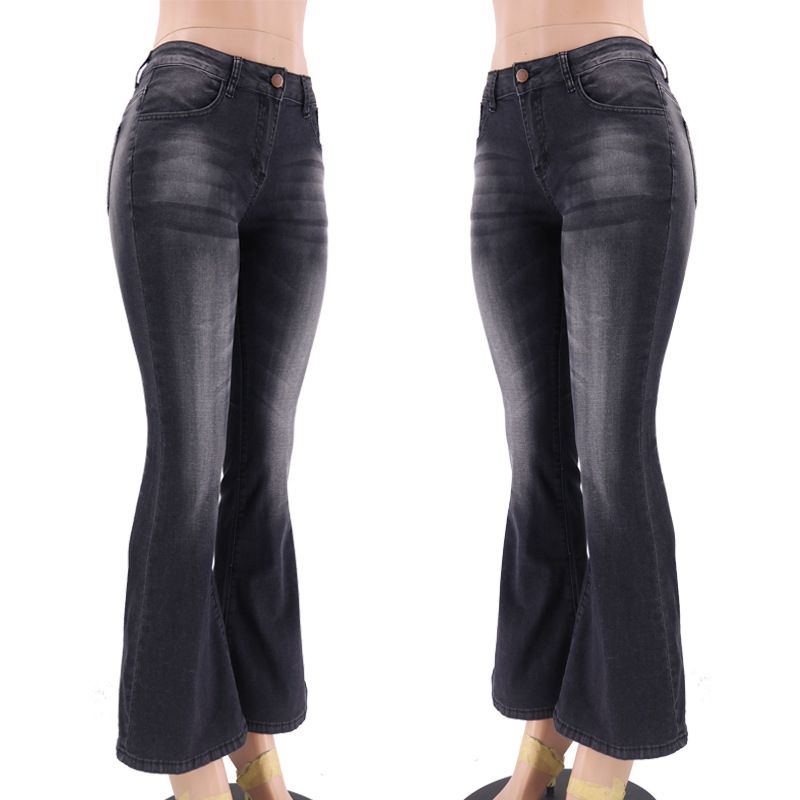 Women's Low Rise Flare Jeans Bootcut Denim Pants Slim Fit Stretch Trousers