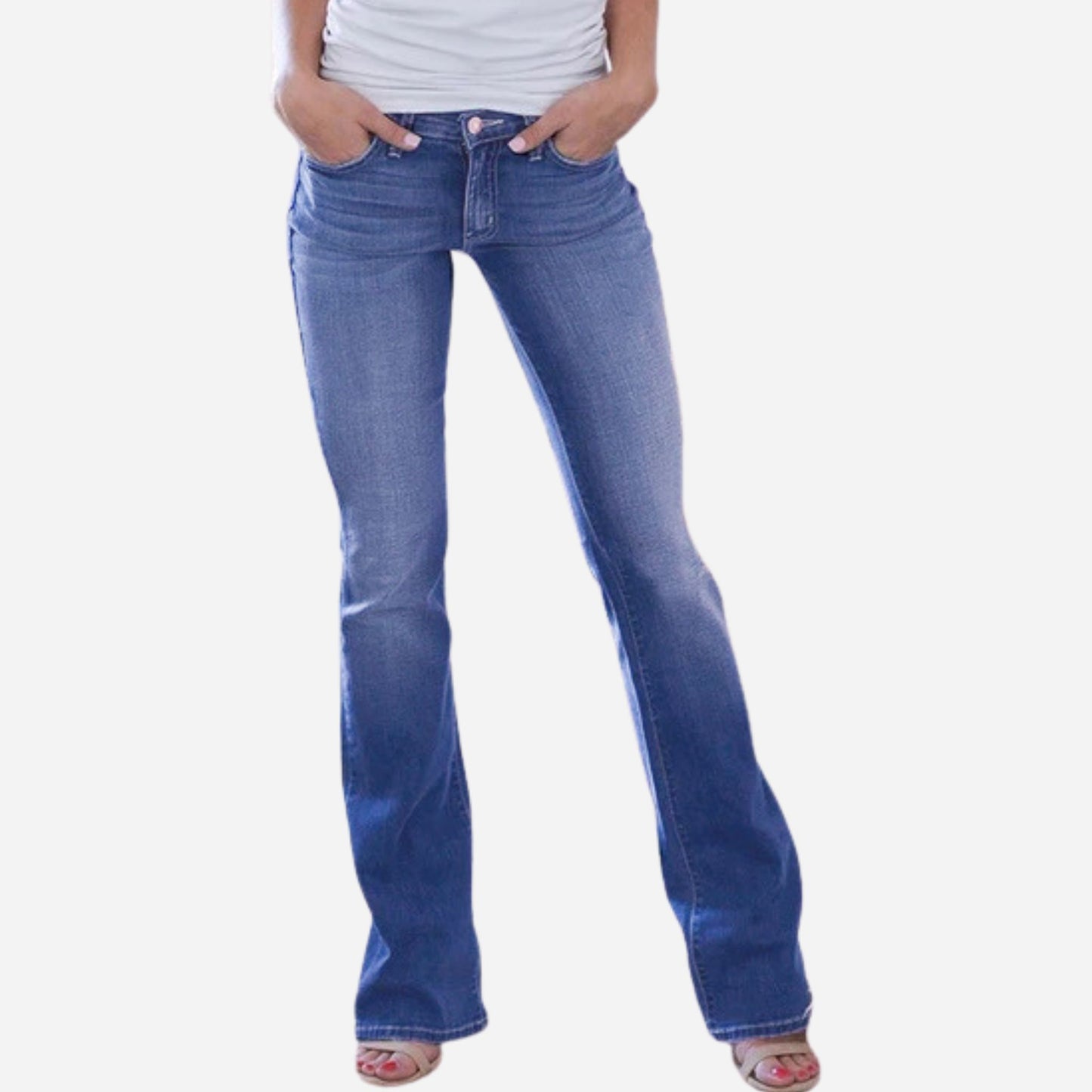 Women's Low Rise Flare Jeans Bootcut Denim Pants Slim Fit Stretch Trousers