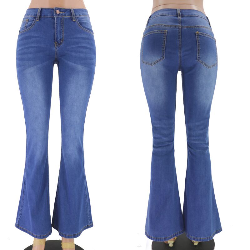 Women's Low Rise Flare Jeans Bootcut Denim Pants Slim Fit Stretch Trousers