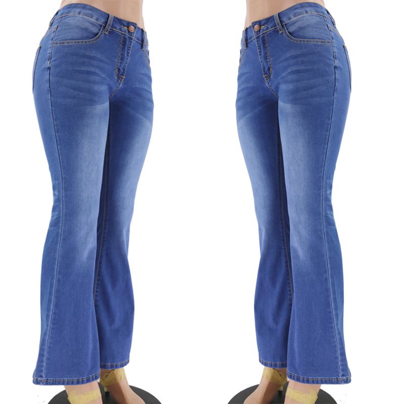 Women's Low Rise Flare Jeans Bootcut Denim Pants Slim Fit Stretch Trousers