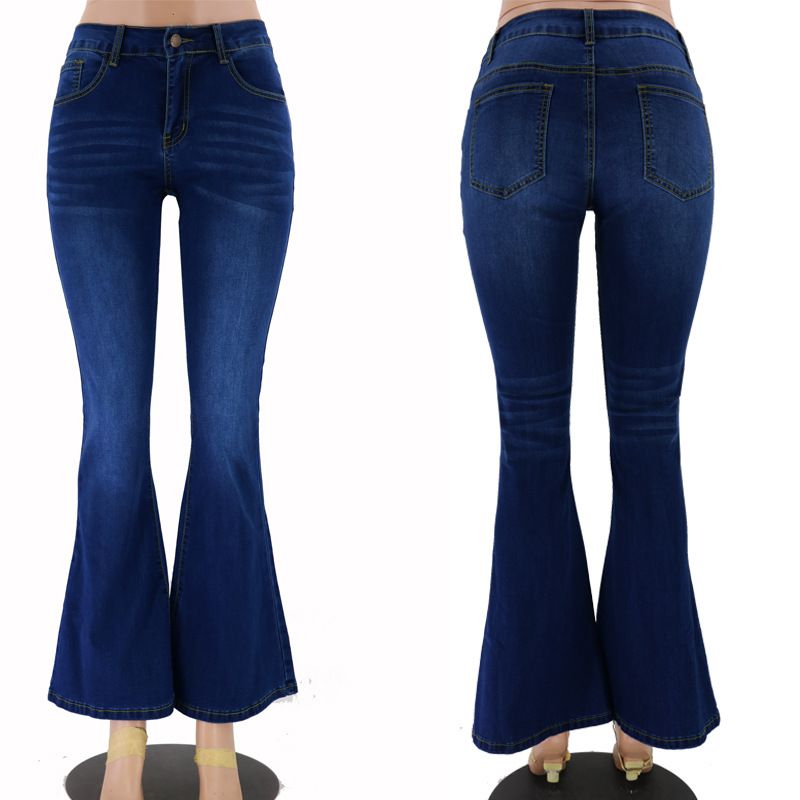 Women's Low Rise Flare Jeans Bootcut Denim Pants Slim Fit Stretch Trousers