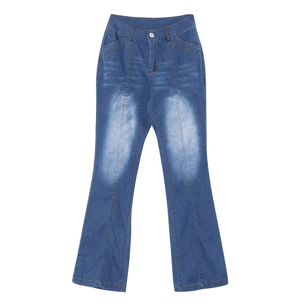 Women's Low Rise Flare Jeans Retro Center Seam Slim Fit Long Denim Pants