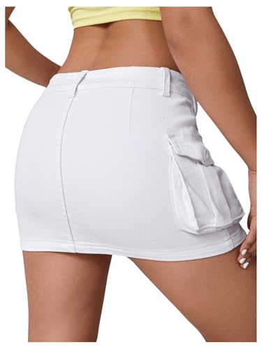 Women's Low Waist Jeans Skirt Button Bodycon Cargo Denim Mini Skirt