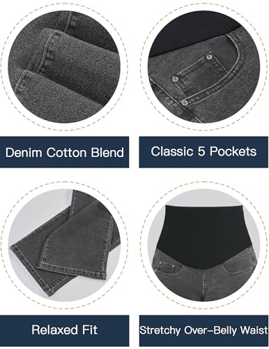 Women's Maternity Jeans Straight Leg Pants Relaxed Fit Pregnancy Denim Work Trousers