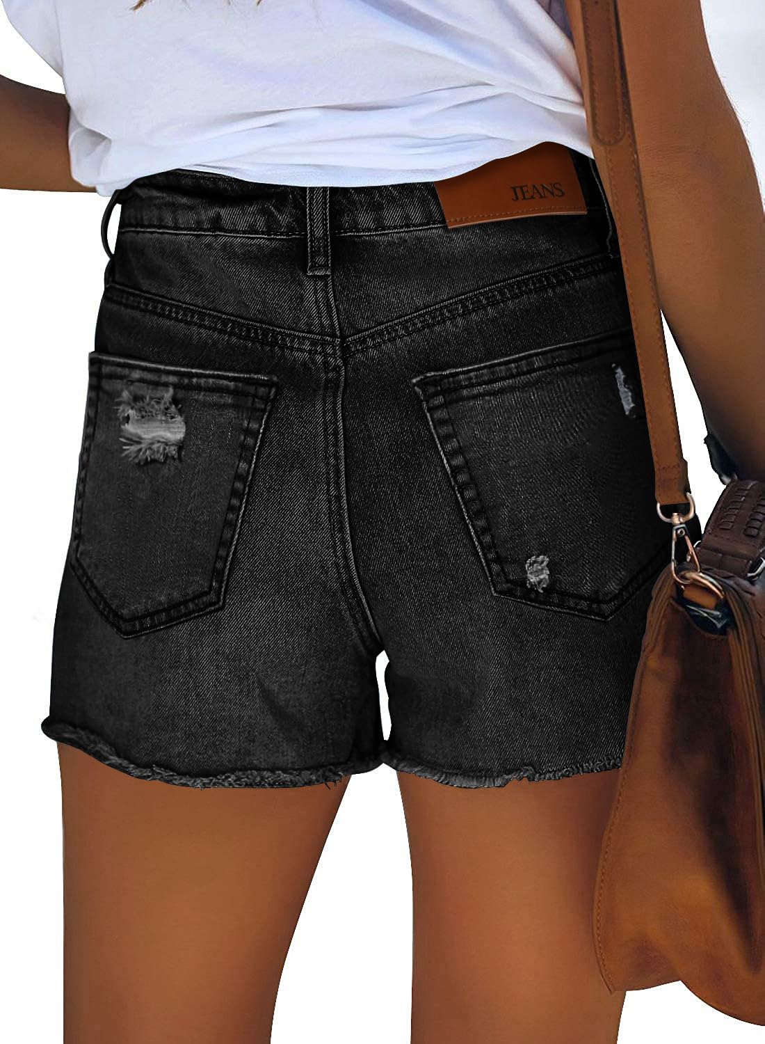 Women's Mid-high Waisted Ripped Denim Jean Shorts Cutoff Summer Short Pants
