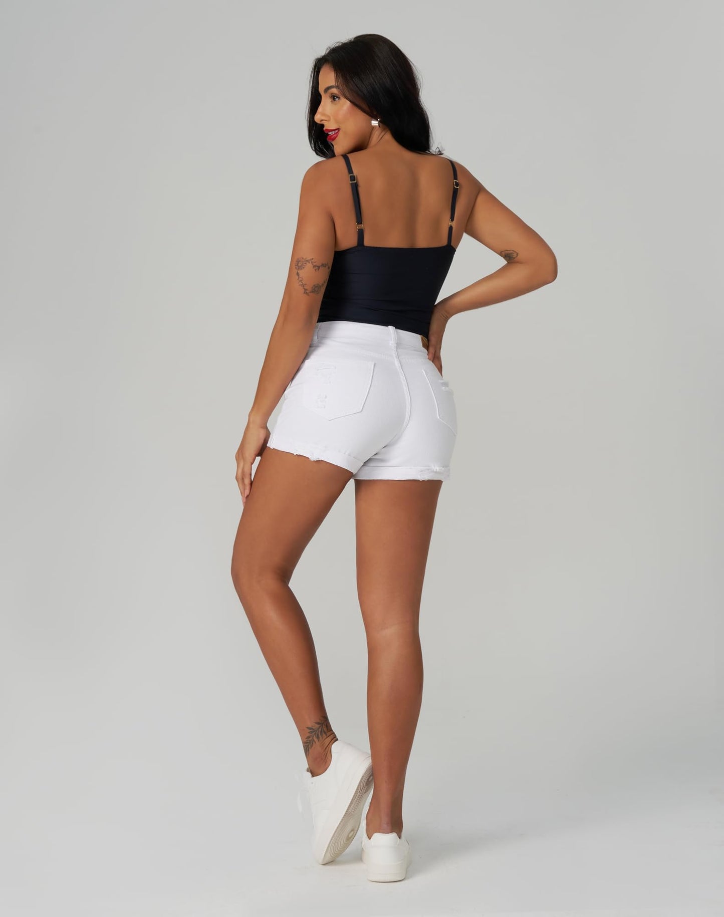 Women Mid Rise Ripped Denim Shorts Pants Butt Lifting Jean Shorts