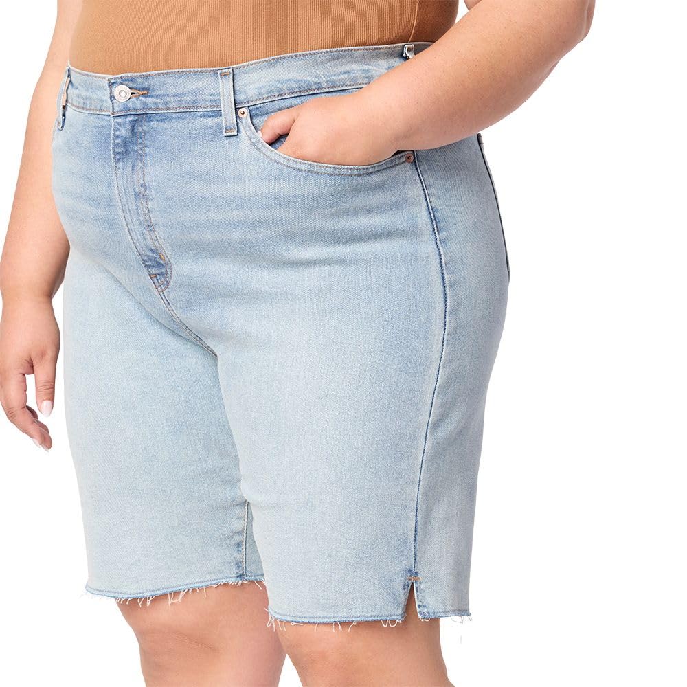 Women's Plus Size Jeans High Waisted Shorts Stretchy Knee Length Denim Shorts