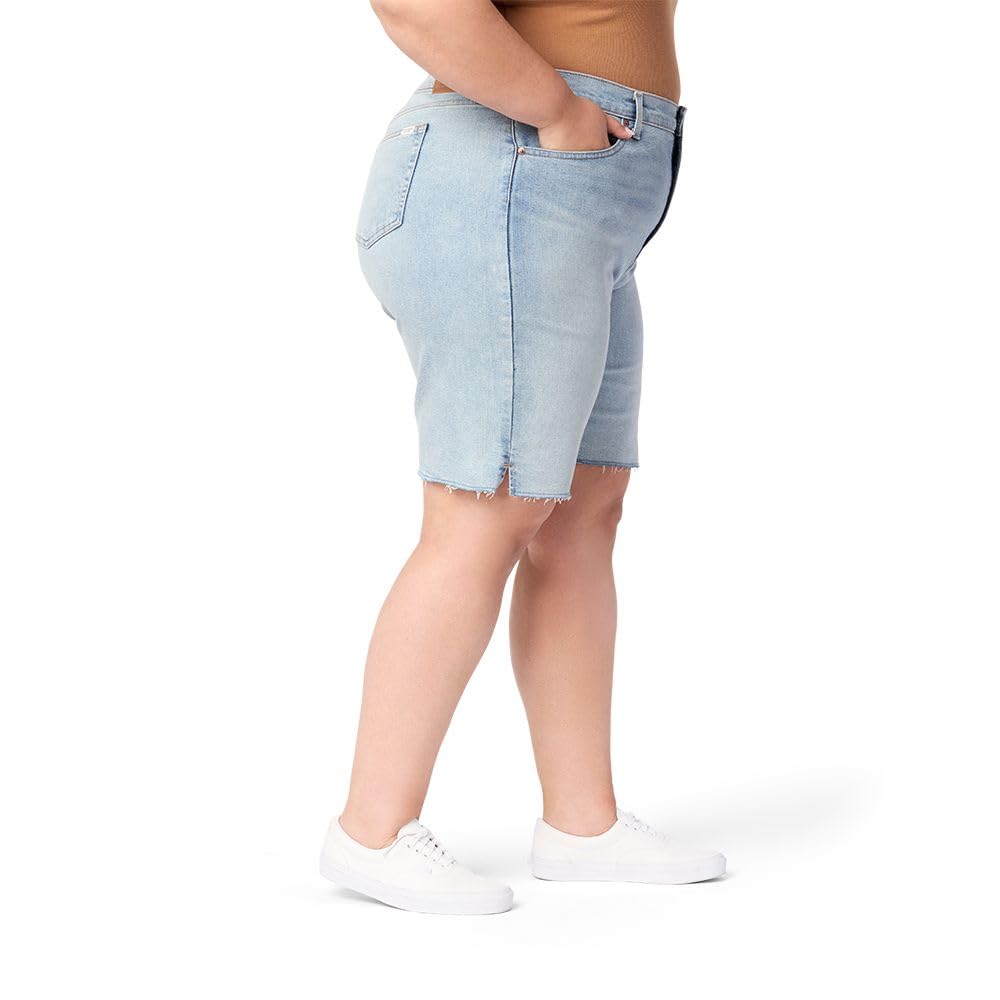 Women's Plus Size Jeans High Waisted Shorts Stretchy Knee Length Denim Shorts