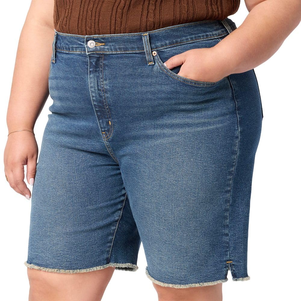 Women's Plus Size Jeans High Waisted Shorts Stretchy Knee Length Denim Shorts