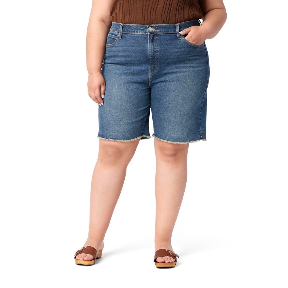 Women's Plus Size Jeans High Waisted Shorts Stretchy Knee Length Denim Shorts