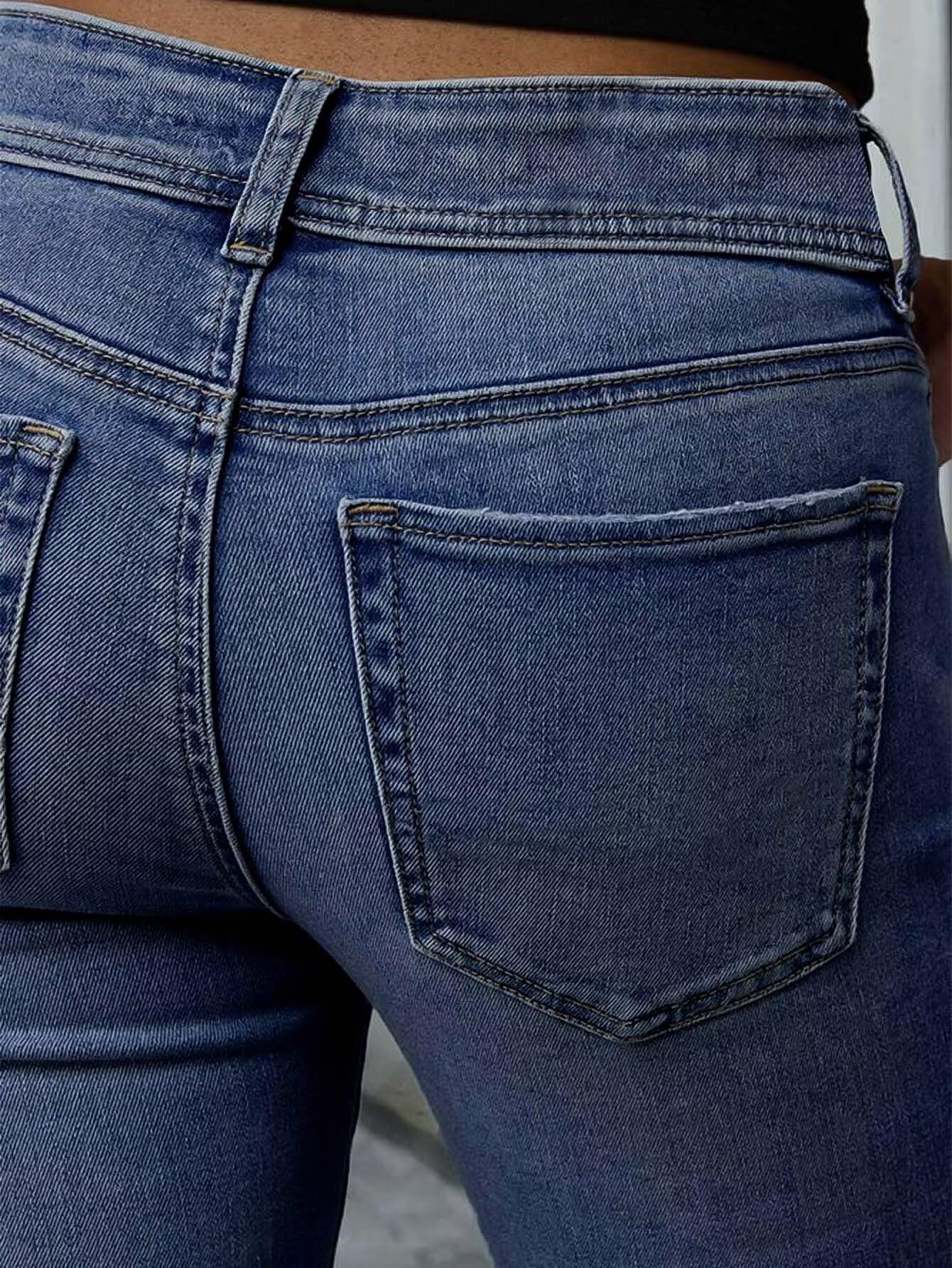 Women's Ripped Bell Bottom Jeans Bootcut Denim Flare Jeans Pants