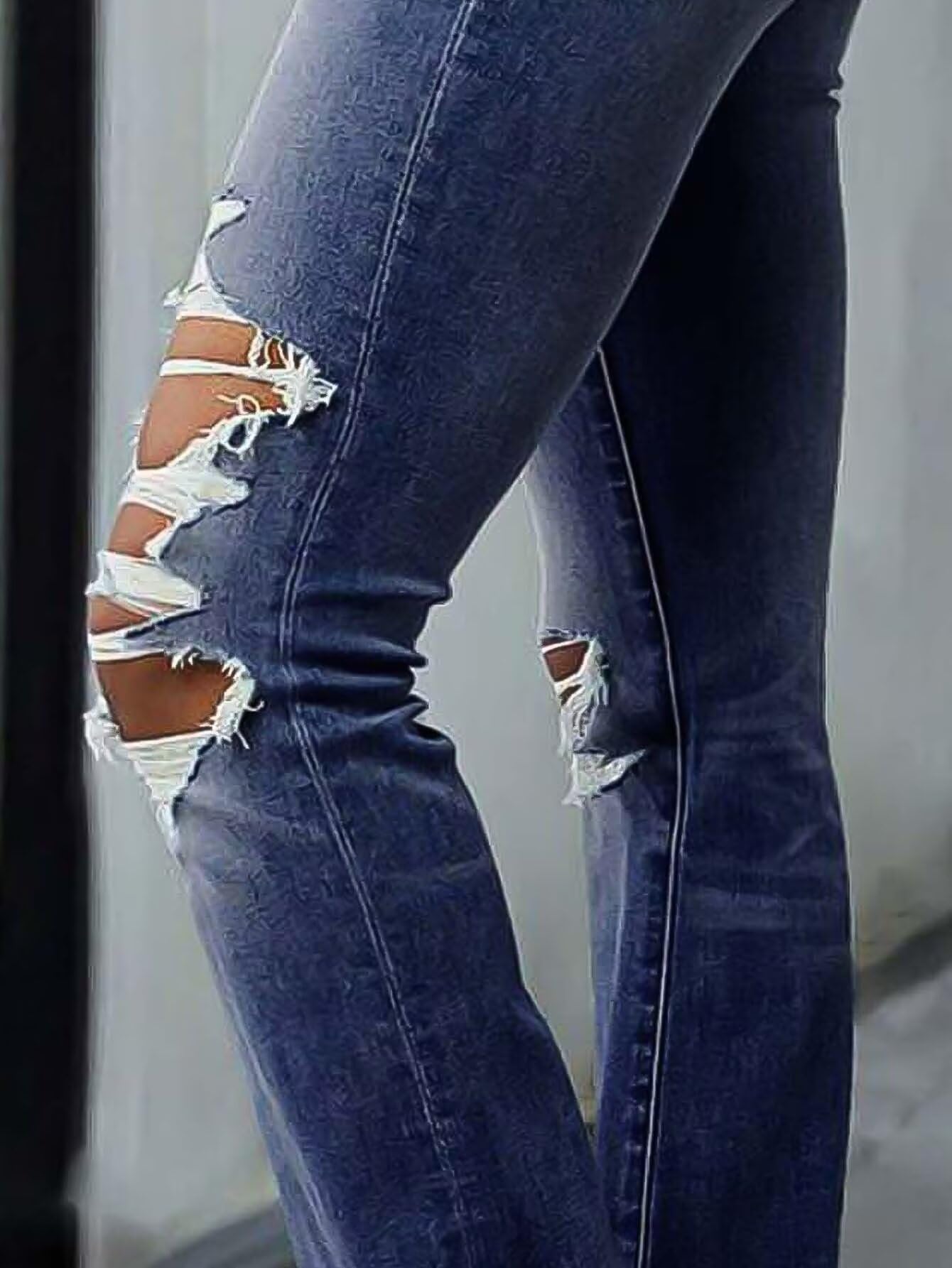 Women's Ripped Bell Bottom Jeans Bootcut Denim Flare Jeans Pants