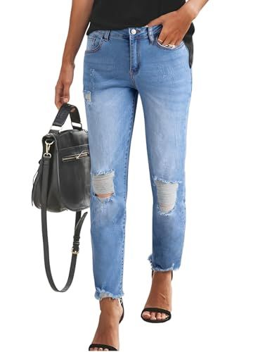Women's Skinny Jeans Stretchy Ripped Distressed Denim Pants