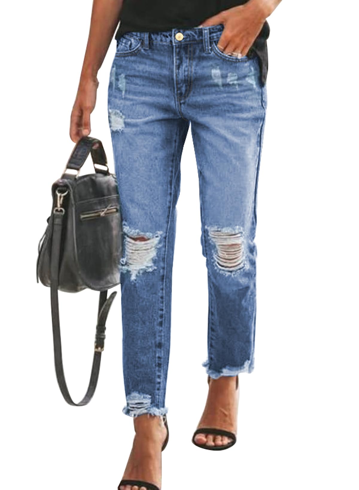 Women's Skinny Jeans Stretchy Ripped Distressed Denim Pants