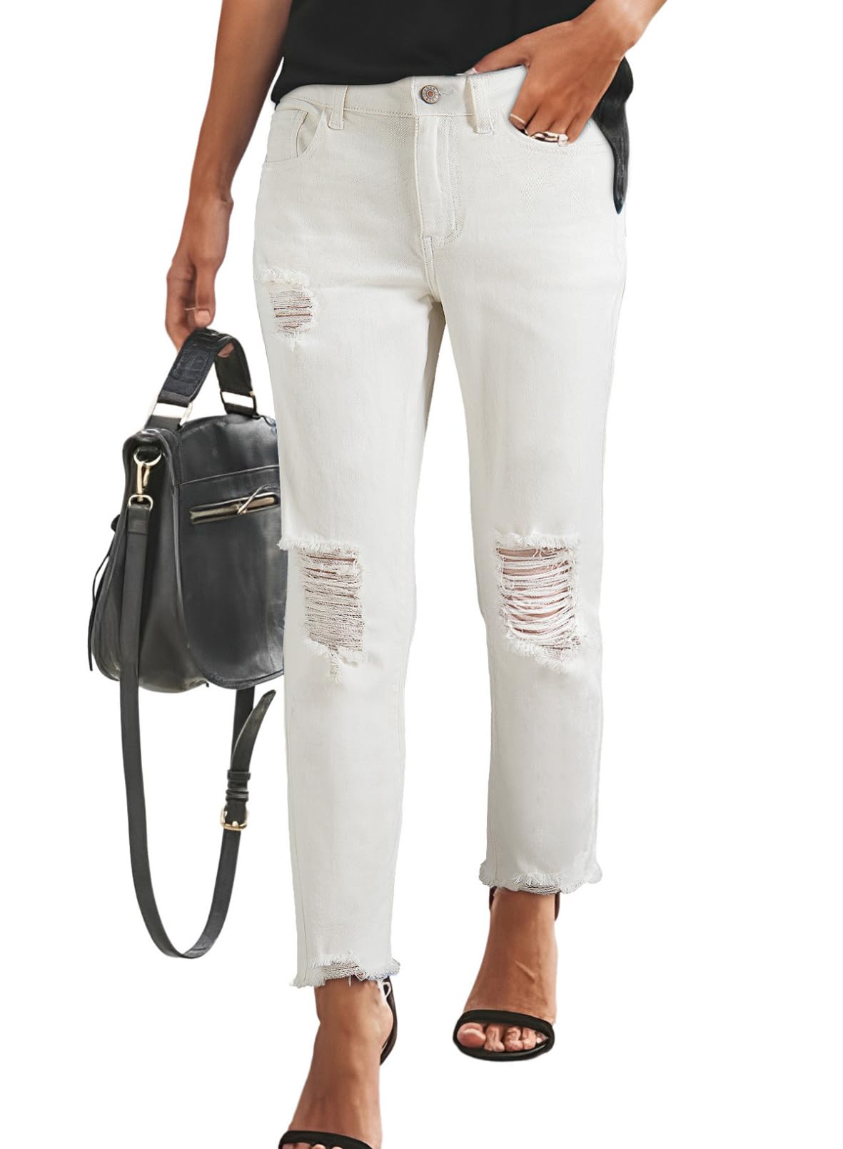 Women's Skinny Jeans Stretchy Ripped Distressed Denim Pants