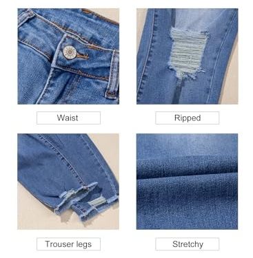 Women's Skinny Jeans Stretchy Ripped Distressed Denim Pants
