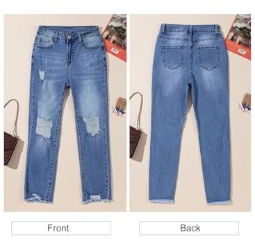 Women's Skinny Jeans Stretchy Ripped Distressed Denim Pants