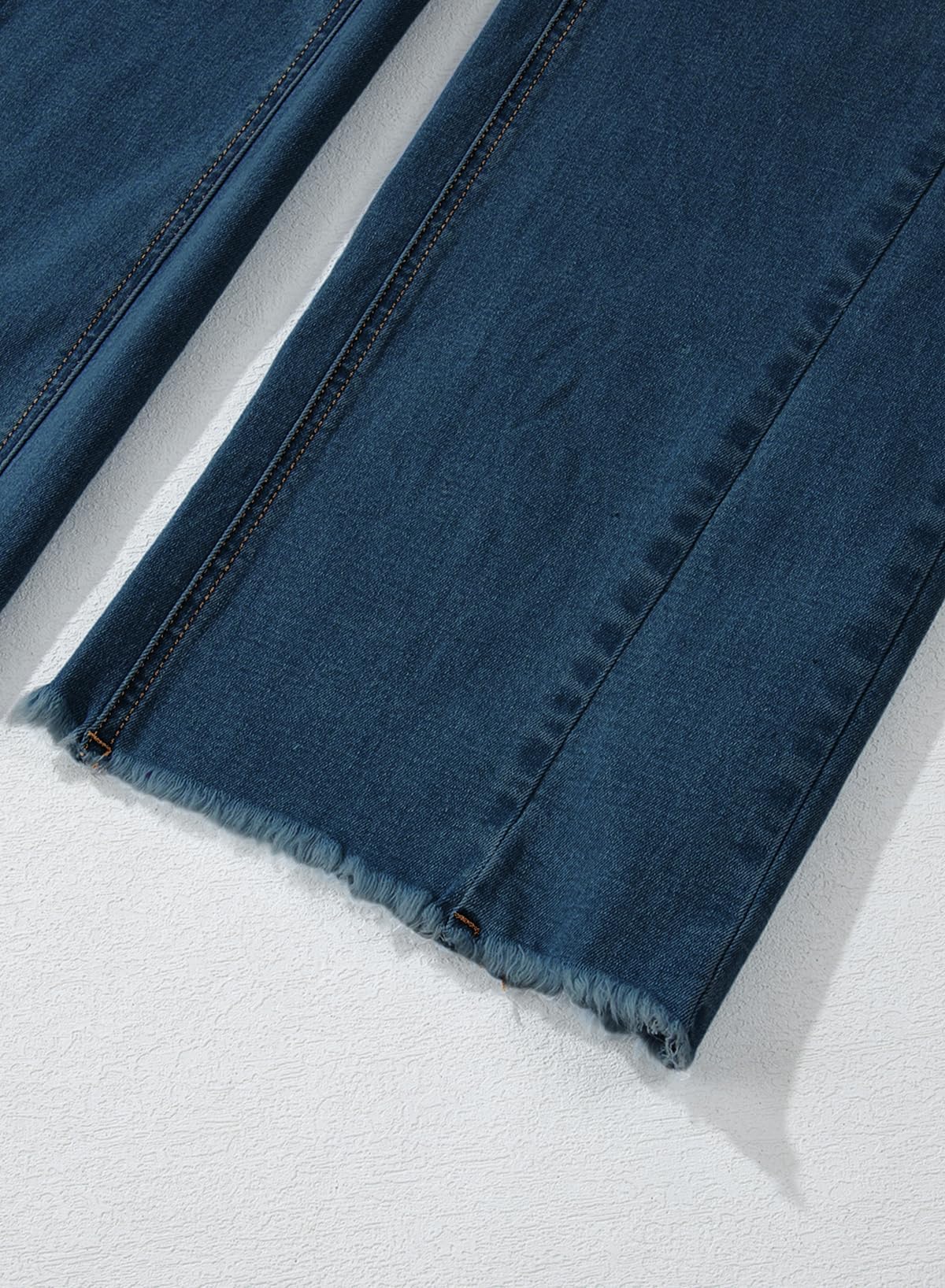 Women's Wide Leg Jeans High Waisted Strech Raw Hem Denim Pants