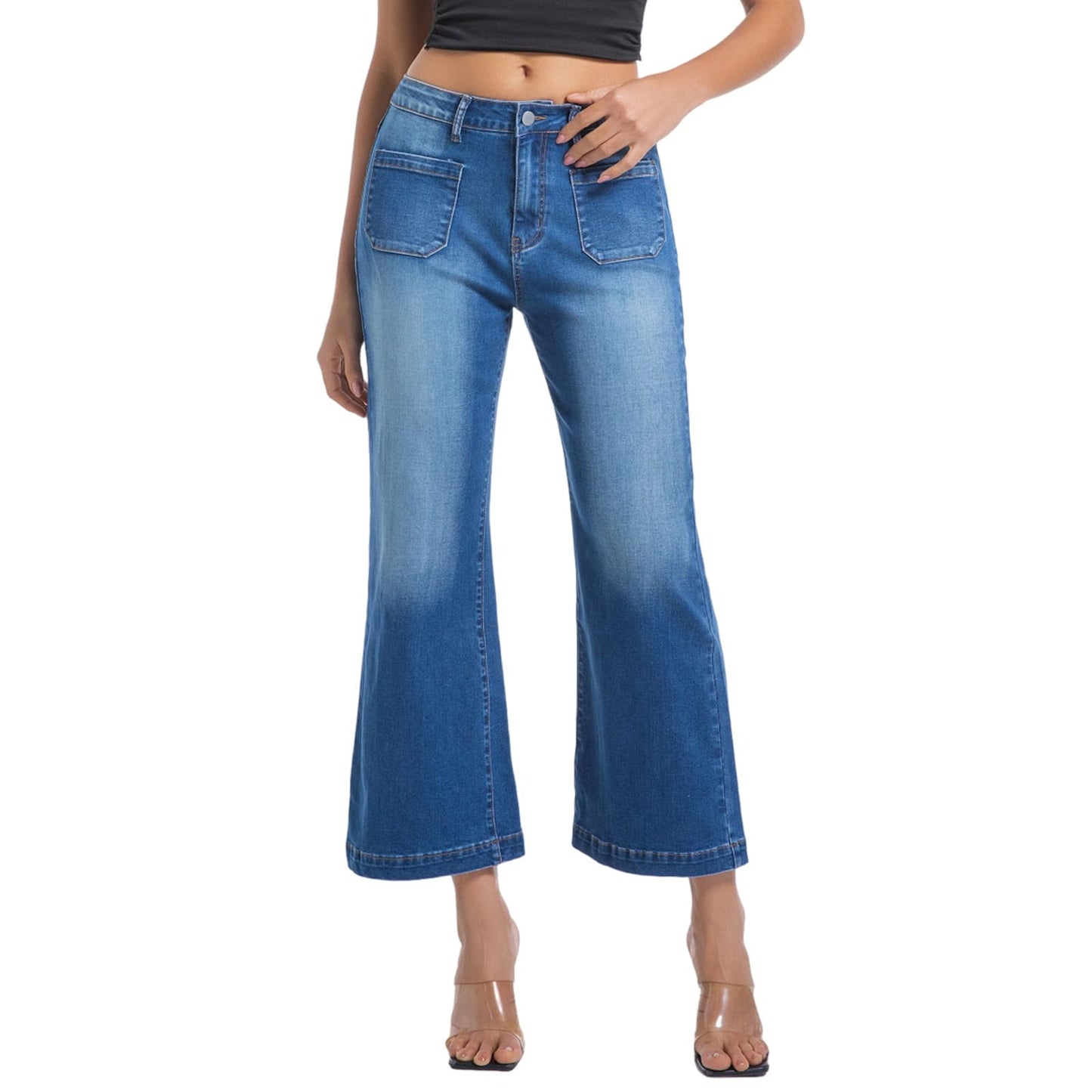 Women’s Wide Leg Jeans High Waisted Stretchy Flare Jeans Pants
