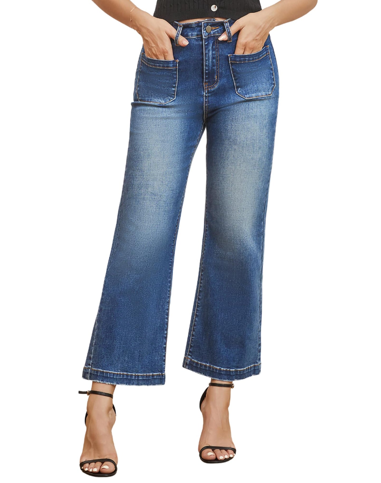 Women’s Wide Leg Jeans High Waisted Stretchy Flare Jeans Pants