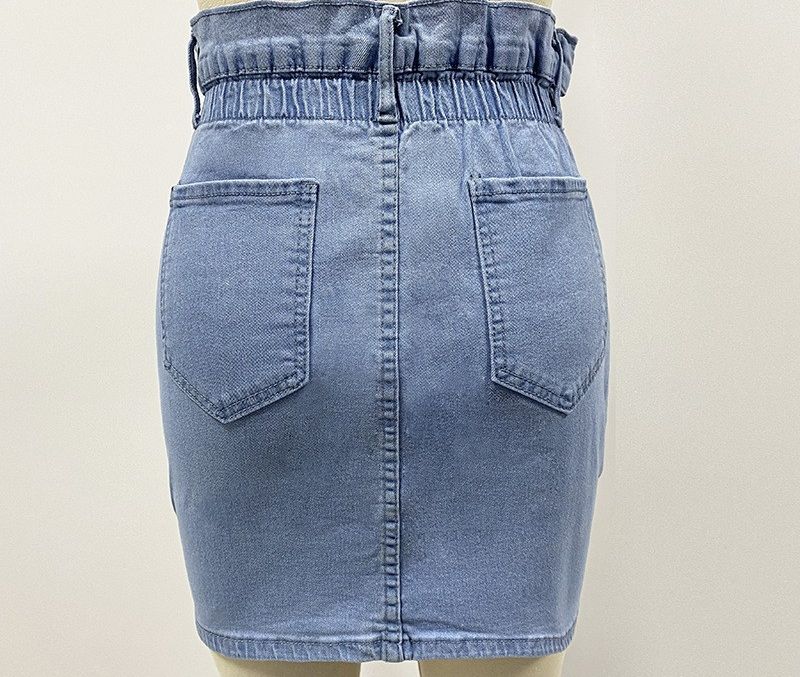 Women’s High Waist Denim Skirt Elastic Waist Bodycon Jean Slim Fit Pencil Skirt