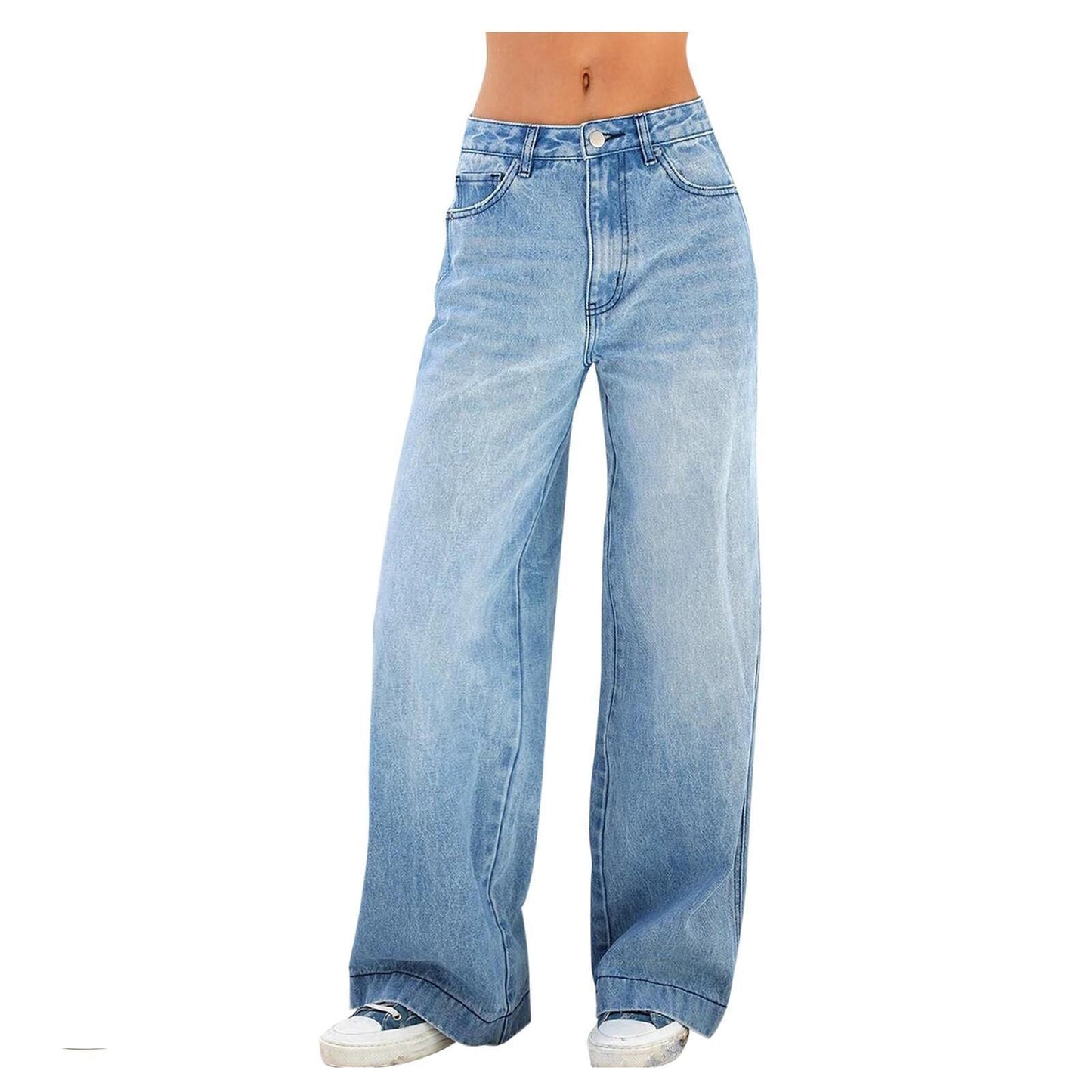 Women's Wide Leg Jeans Loose Fit High Waisted Straight Leg Denim Pants