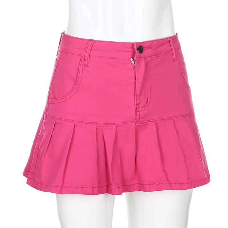 Women's Jeans Skirt Slim A-line Pleated Ruffle Short Mini Denim Skirts