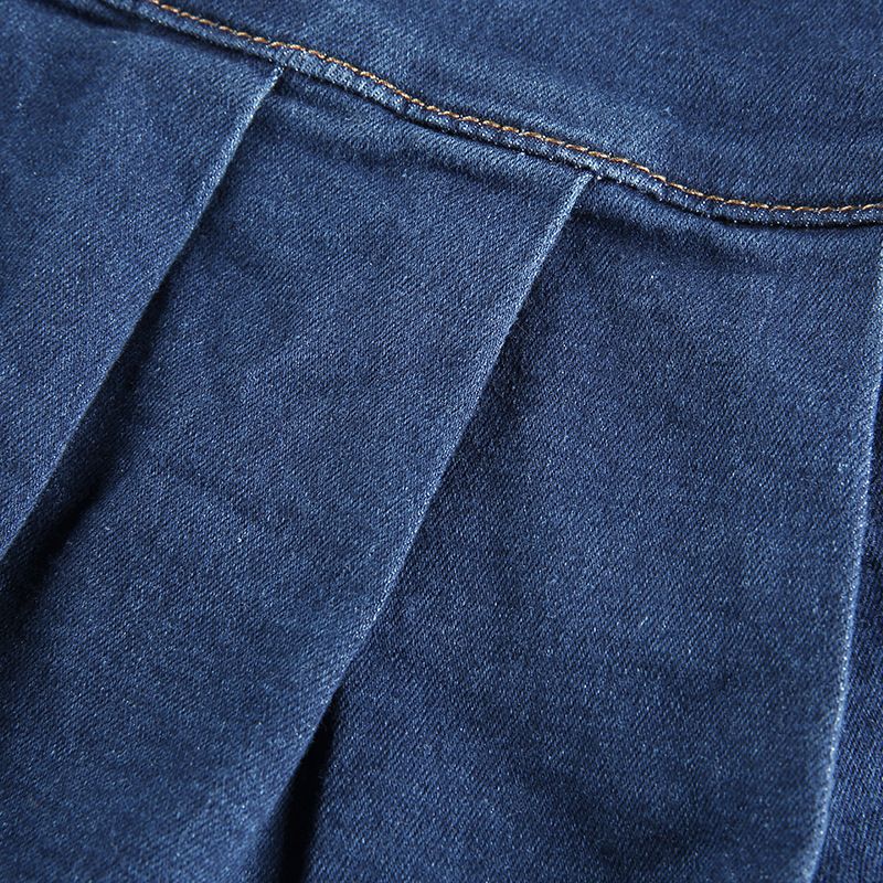 Women's Jeans Skirt Slim A-line Pleated Ruffle Short Mini Denim Skirts