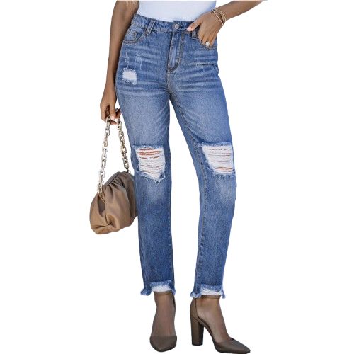 Women's Skinny Jeans Stretchy Ripped Distressed Denim Pants