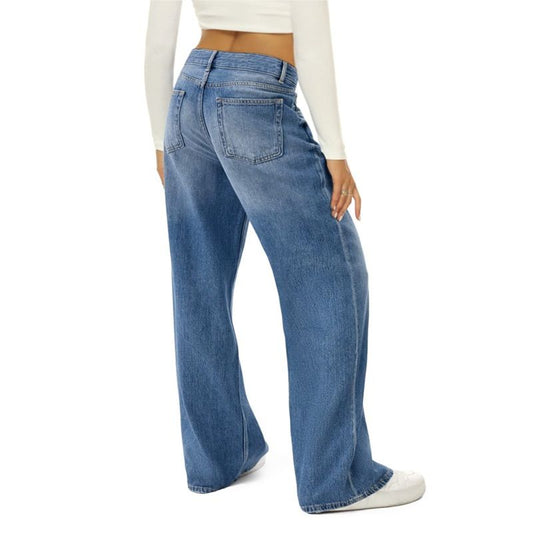 Women's Wide Leg Jeans Loose Fit High Waisted Straight Leg Denim Pants