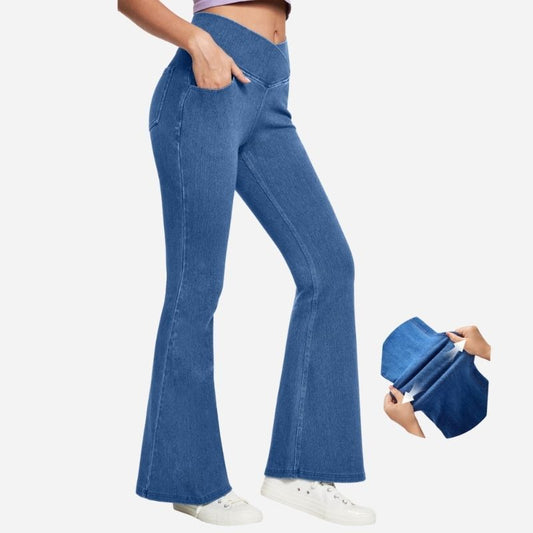 Bell Bottom Jeans Women Mid Waisted Flare Jeans Leggings Sweatpants