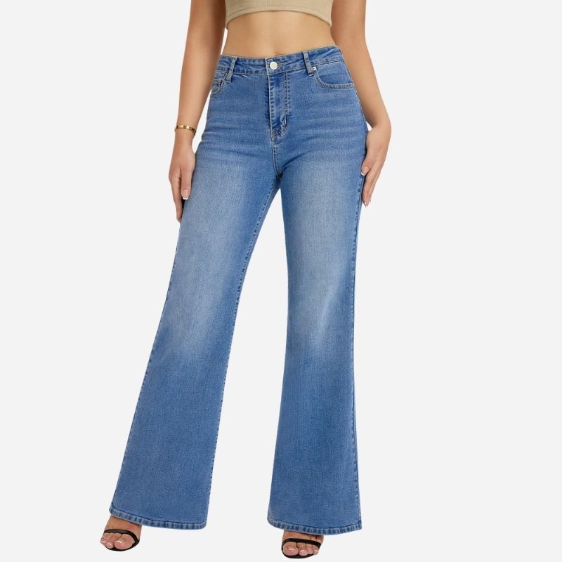 Flare Jeans Wide Leg Jeans for Women HighRise Baggy Hem Denim Pants