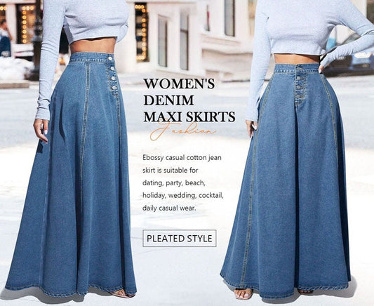The A-Line Denim Maxi Skirt: A Flowing, Feminine Essential for Every Woman’s Wardrobe