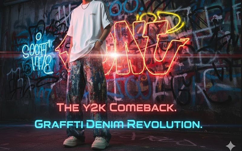 Y2K Men’s Graffiti 3D Print Paint Splash Jeans – Streetwear Rainbow Denim