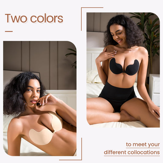 2 Pairs Sticky Bra Backless Adhesive Strapless Invisible Stick on Bras for Women
